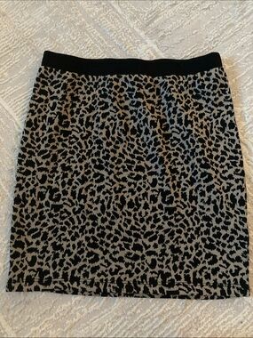 Lush Black and Taupe Leopard Knit Mini Skirt